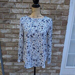 ⭐ Ann Taylor LOFT Blue And White Print Long Sleeve Top Size XS